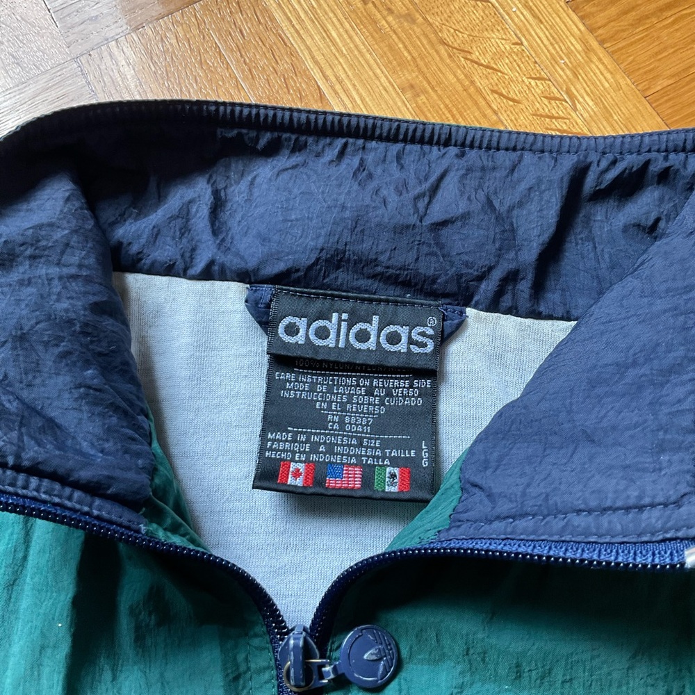 90s Adidas Jacket Colorblocks Green & Navy - Picture 10 of 13